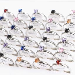 20Pcs/Lot Fashion Colorful Heart Crystal Stainless Steel Rings Jewelry For Women Gold Silver Plated Wedding Party Gift Wholesale