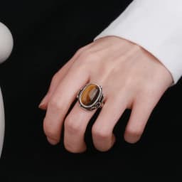 Vintage Natural Stone Ring for Women Men Labradorite Tiger Eye Silver Rings Retro Unisex Statement Jewelry Anniversary Gifts