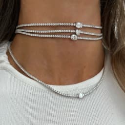 Geometric Rectangle Tear Drop Heart Oval Shaped Cubic Zirconia Thin 2MM Tennis Chain Sparking Women Girl Choker Necklace