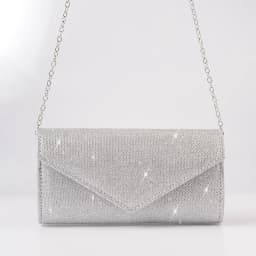 Women Envelope Evening Bag Glitter Ladies Chain Shoulder Bags Shiny Silver Long Purse Female Wedding Party Clutches Mini Handbag