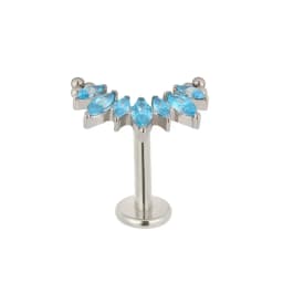 ASTM F136 Titanium PIERC 7 CZ Marquise With Tri-bead Cluster Threaded Top Ear Cartilage Earrings Lip Ring Stud Piercing Jewelry