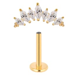 ASTM F136 Titanium PIERC 7 CZ Marquise With Tri-bead Cluster Threaded Top Ear Cartilage Earrings Lip Ring Stud Piercing Jewelry