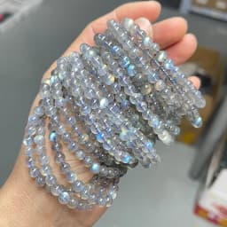 JD 5A Quality Genuine Natural Gray Moonstone Stone Beaded Bracelets Women Men Charm Round Gems Energy Healing Bangles Jewelry