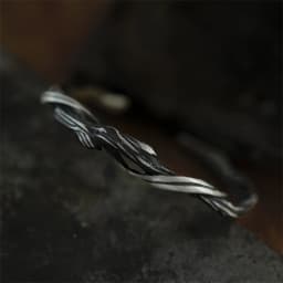 Personality Branch Bangle For Men Jewelry Open Size Trendy Silver 925 Bracelet Male Wood Pattern Hand Accessories