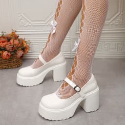 Pink Chunky Platform High Heels Pumps Women 2023 Autumn Ankle Straps Mary Jane Lolita Shoes Woman Plus Size 42 Cute Party Shoes