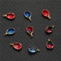 10pcs/lot Copper Colorful Crystal Water Drop Crystal Charms For Jewelry DIY Making Shining Crystal Brass Pendant Accessories