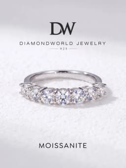 DWJ Real Moissanite Ring 925 Sterling Silver Diamond Eternity Band Engagement Wedding Rings for Women Luxury Quality Jewelry
