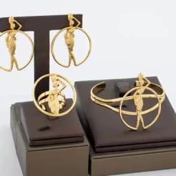 African Gold Jewelry Set 18K Gold Plated Necklace and Earrings Bangle Ring Set for Women Classic Design Clip Jewelry