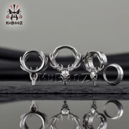 KUBOOZ 2PCS Stainless Steel Antler Ear Tunnels Plugs Screw Extenders Stretchers Body Piercing Jewelry Earrings