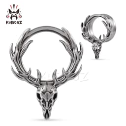 KUBOOZ 2PCS Stainless Steel Antler Ear Tunnels Plugs Screw Extenders Stretchers Body Piercing Jewelry Earrings