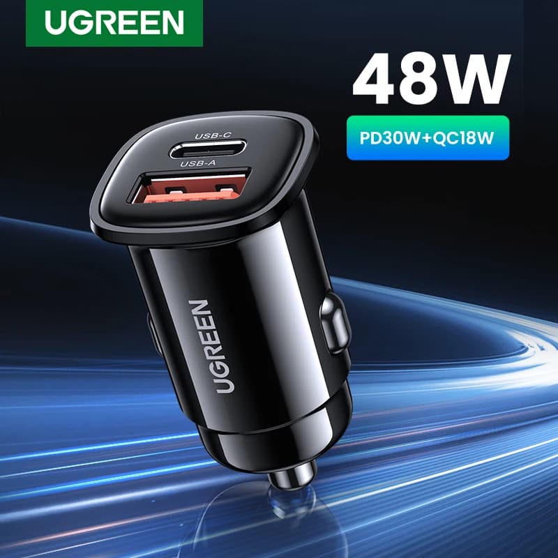 【NEW-IN】UGREEN USB Car Charger 30W Quick Charge 4.0 QC4.0 QC3.0 PD Type C Fast Car USB Charger For iPhone 17 Xiaomi Mobile Phone