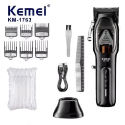 Kemei Barber High Speed Motor 9000 RPM Electric Hair Clipper Rechargeable Professional Hair Trimmer With Charging Base KM-1763