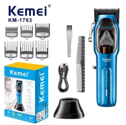 Kemei Barber High Speed Motor 9000 RPM Electric Hair Clipper Rechargeable Professional Hair Trimmer With Charging Base KM-1763