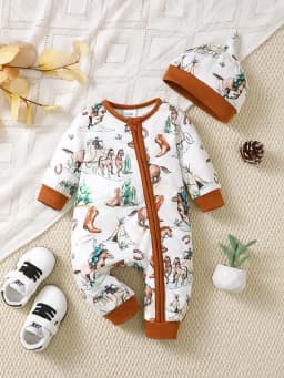 Winter Newborn Infant Baby Boys Romper Bear Print Long Sleeve Button Up Front Rompers Kids Onepiece Soft Fashion Baby Clothing