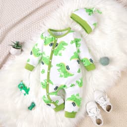 Winter Newborn Infant Baby Boys Romper Bear Print Long Sleeve Button Up Front Rompers Kids Onepiece Soft Fashion Baby Clothing
