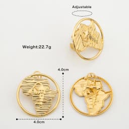 2pcs Jewelry Sets for Women Senegal Map Earrings Adjustable Round Ring Gold Plated Africa Map Romantic Banquet Jewellry Gifts