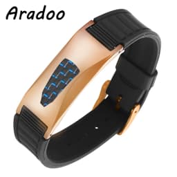 ARADOO Silicone Carbon Fiber Power Wristband Balance Bracelets for Men Women 7-in-1 Magnetic Sports Bracelet