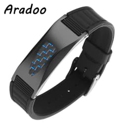 ARADOO Silicone Carbon Fiber Power Wristband Balance Bracelets for Men Women 7-in-1 Magnetic Sports Bracelet