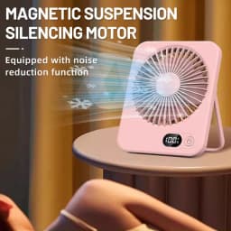 Desk Fan Portable USB Rechargeable Fan 180° Tilt Folding Personal Fan With Power Display 5 Speeds Ultra Quiet Table Fan