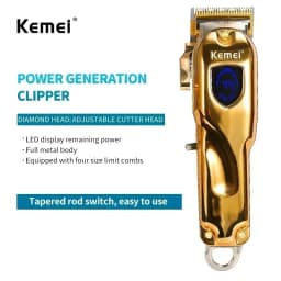 Kemei Hair Clipper KM-TX1 KM-2010 KM-1949 Professional Metal Body Electric Trimmers Rechargeable Men's Shaver Gold and Sliver