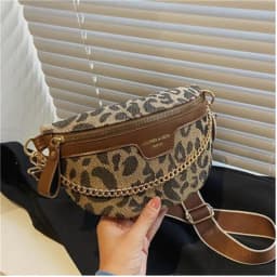New Fashion Leopard Women Waist Bag Female Phone Purses Ladies Chest Wide Strap Crossbody Shoulder Bags Small Chain Fanny Packs