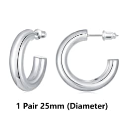Eavva Hoop Earrings for Women Classic 14K Real Gold Plated Copper Hoop With 925 Sterling Silver Post Fashion Jewelry For Gift