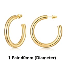 Eavva Hoop Earrings for Women Classic 14K Real Gold Plated Copper Hoop With 925 Sterling Silver Post Fashion Jewelry For Gift