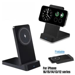 Foldable Magnetic Wireless Charger Stand Pad For Magsafe iPhone 17 16 15 14 13 12 Pro Max Samsung Phone Fast Charging Station