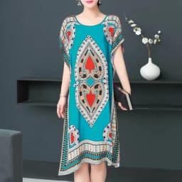 Casual Elegant Bohemian Printed Ethnic Style Retro Floral Woman Summer Street Wear Batwing Sleeve Loose Tunic Maternity Dress