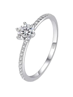 925 Sterling Silver Simplicity Classic Gorgeous Shiny Zircon Single Ring For Women Engagement Wedding High Quality Fine Jewelry