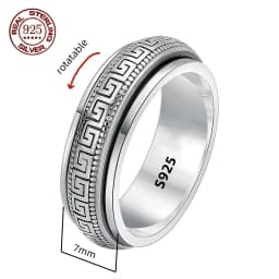 Simplicity Vintage S925 Sterling Silver Viking Rings for Men Women Fashion Personality Rotatable Woven Pattern Jewelry Gift