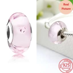 925 Silver Plated Murano Glass Galaxy Stars Clover Heart Bubbles Shiny Beads Fit Necklace Charms Bracelet DIY Jewelry For Mum