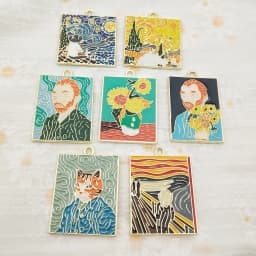 10pcs Famous Painting Charm Jewelry Accessories Enamel Earring Phone Keychain Pendant Diy Making Craft Alloy Metal Gold Plated