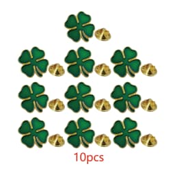 St. Patrick's Day Pin Small Green Enamel Four Leaf Clover Lapel Pin Brooches Pins Badge Ireland Irish Souvenir Gift Bulk