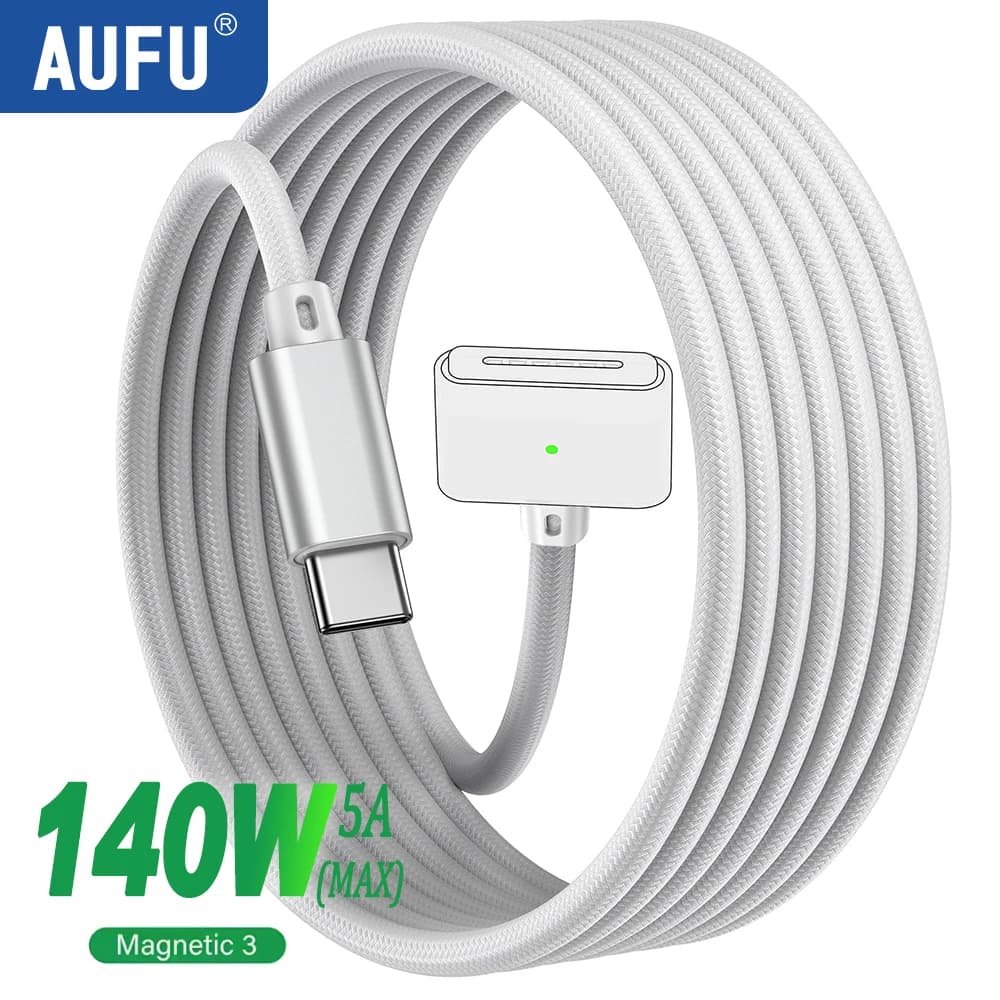 AUFU 2M PD140W Type-C to Magsafe 3 4 for Laptop Fast Charge Magnetic Type-c Cable For MacBook Air M2 Pro Mag-Safe 3 Charger Cord