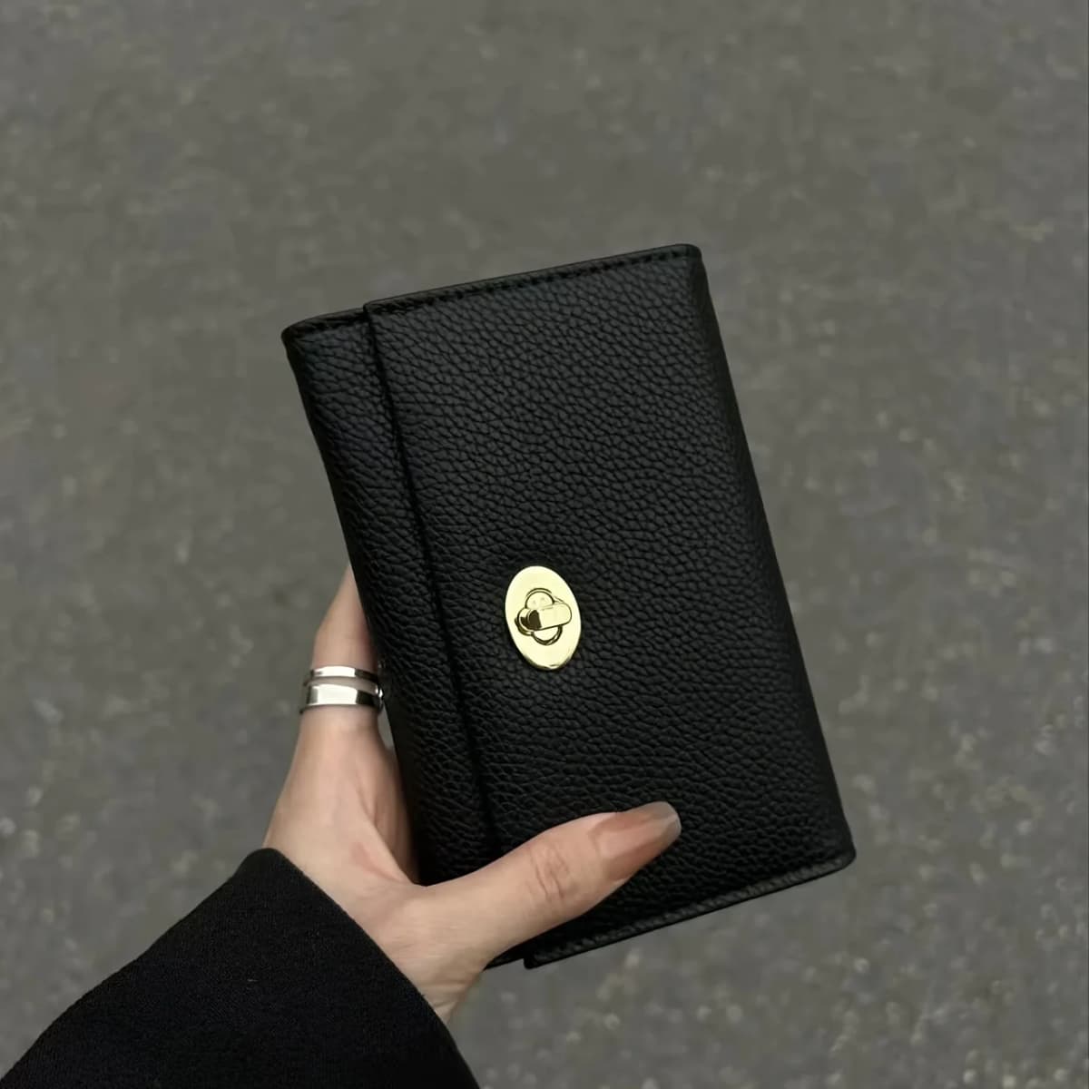 Exquisite Black Women's Wallet - Cool and Stylish Compact Card Holder Wallet, Multiple Card Slots and Short Wallet Design