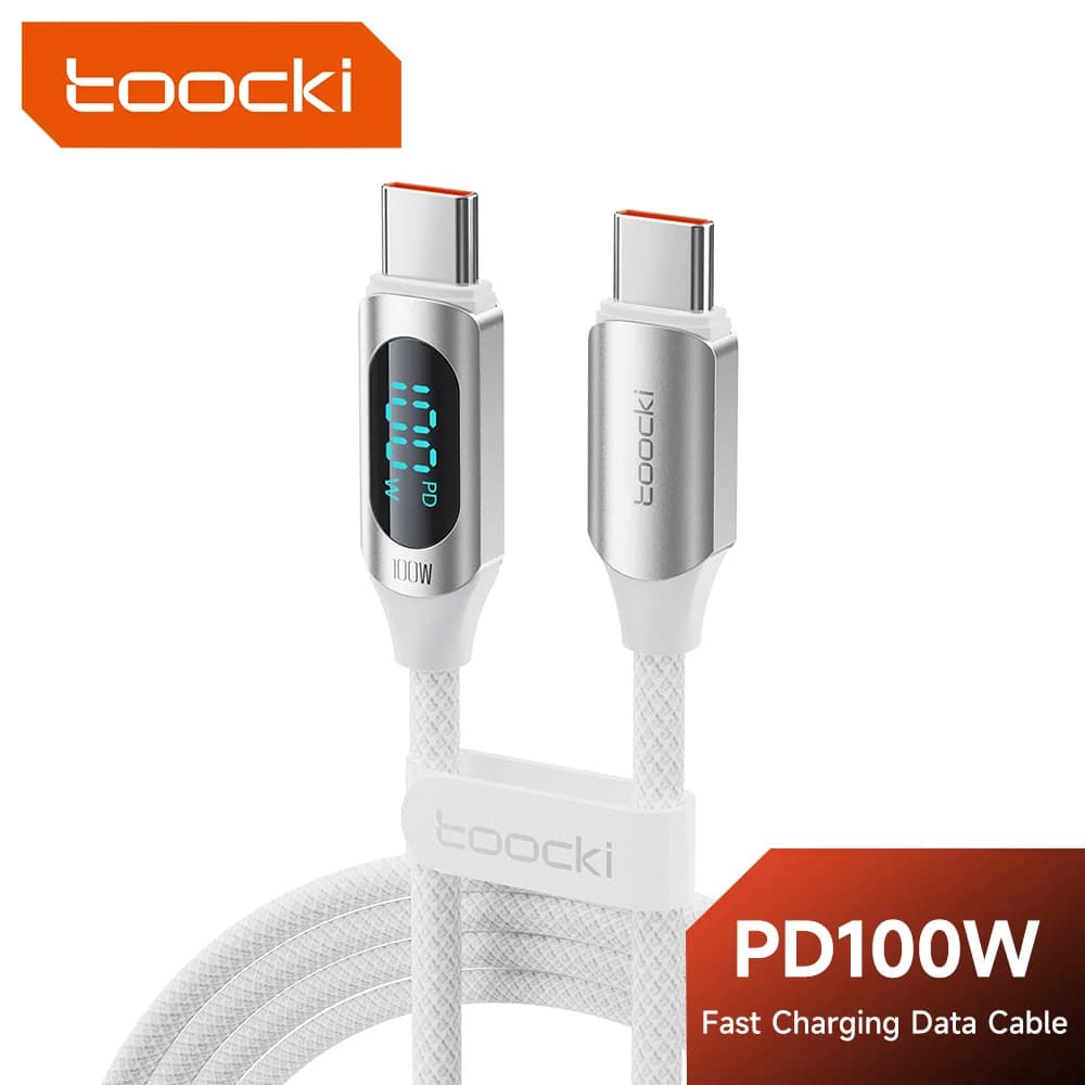 Toocki X03 100W USB C to C Cable for iPhone 15 5A Digital Display High-Speed Type C Wire for Samsung Colorful Charger Data Cord