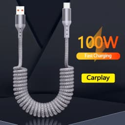 25CM To 1.5M Car Spring Charge Cable 100W Fast Charging USB C To Type C Cable For iPhone 16 15 Huawei Xiaomi Samsung Type C Cord