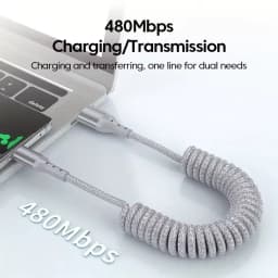 25CM To 1.5M Car Spring Charge Cable 100W Fast Charging USB C To Type C Cable For iPhone 16 15 Huawei Xiaomi Samsung Type C Cord