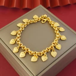24k Gold-Plated Copper Bracelets,Heart Locket Charm Suitable For Women To Wear Wedding Party Gifts On A Daily Basis