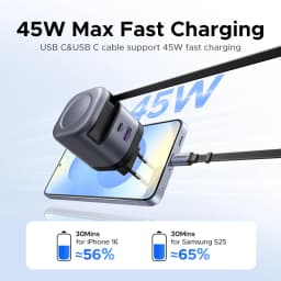 UGREEN 45W GaN Retractable Cable Charger UFCS PPS QC PD 3.0 For iPhone 17 16Pro Samsung S25 iPad Macbook Air Tablet Fast Charger