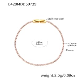 Liora Luxury Stainless Steel Full Multi-Color Zircon Tennis Bracelet For Women Charm Wedding Engagement Thin Chain Wrist Jewelry