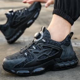 Rotating Button New Safety Shoes Men Anti-smash Anti-puncture Work Shoes Fashion Men Sport Shoes Security Protective Boots
