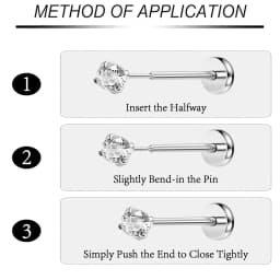 16 Pcs 20G 18G Threadless Push in Earring Studs Labret Lip Studs Surgical Steel 3mm Crystal Opal Nostril Piercing Jewelry