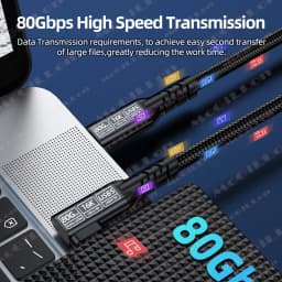 Elbow USB 5.0 Data Cable Thunderbolt 5 PD 240W 5A Charge Wire 80Gbps for MacBook Mac Pro Air SSD Tablet Laptop USB5 Type C Cord