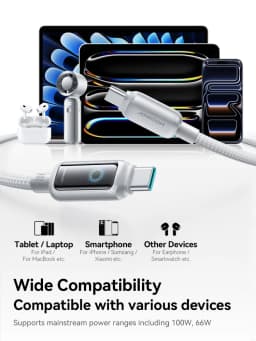Joyroom 100W USB C Cable Automatic Power Off Fast Charge Type C Cable For iPhone 16 15 Pro Max Xiaomi Sumsang Huawei