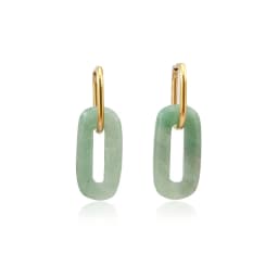 HUIDANG Earrings Trend 2026 Big Hollow Green Stone Square Earrings Woman Autumn Stainless Steel Boucles d'oreilles