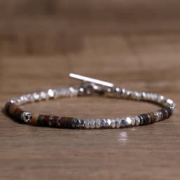 1 Pc Minimalist OT Clasp Stainless Steel Bracelet for Women Natural Stone Handmade Production Picasso Hematite Women Jewelry