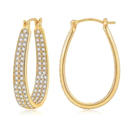 Eavva 14K Real Gold Plated Hoop Earrings For Women Lady Luxury Cubic Zirconia Chunky Earring Popular Jewelry Commemorative Gift