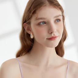 Eavva 14K Real Gold Plated Hoop Earrings For Women Lady Luxury Cubic Zirconia Chunky Earring Popular Jewelry Commemorative Gift